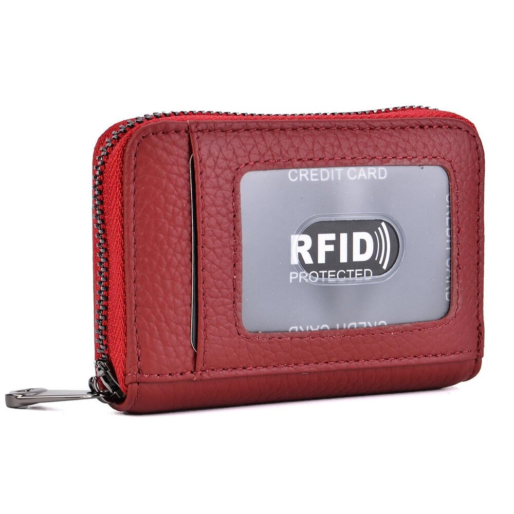 8084 Leather Credit Card Wallet Accordion Zipper Rfid Credit Card Holder